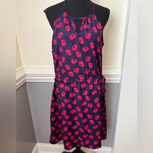 41 HAWTHORN tank dress pink poppies and navy blue womens size medium